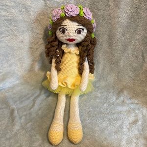 Light Yellow Ballerina Doll With Purple Flowers